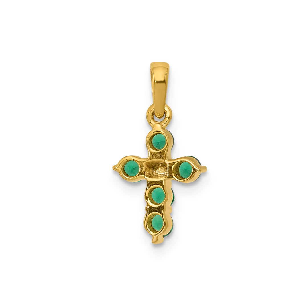 14k Emerald and Diamond Cross Pendant (0.85 grams)