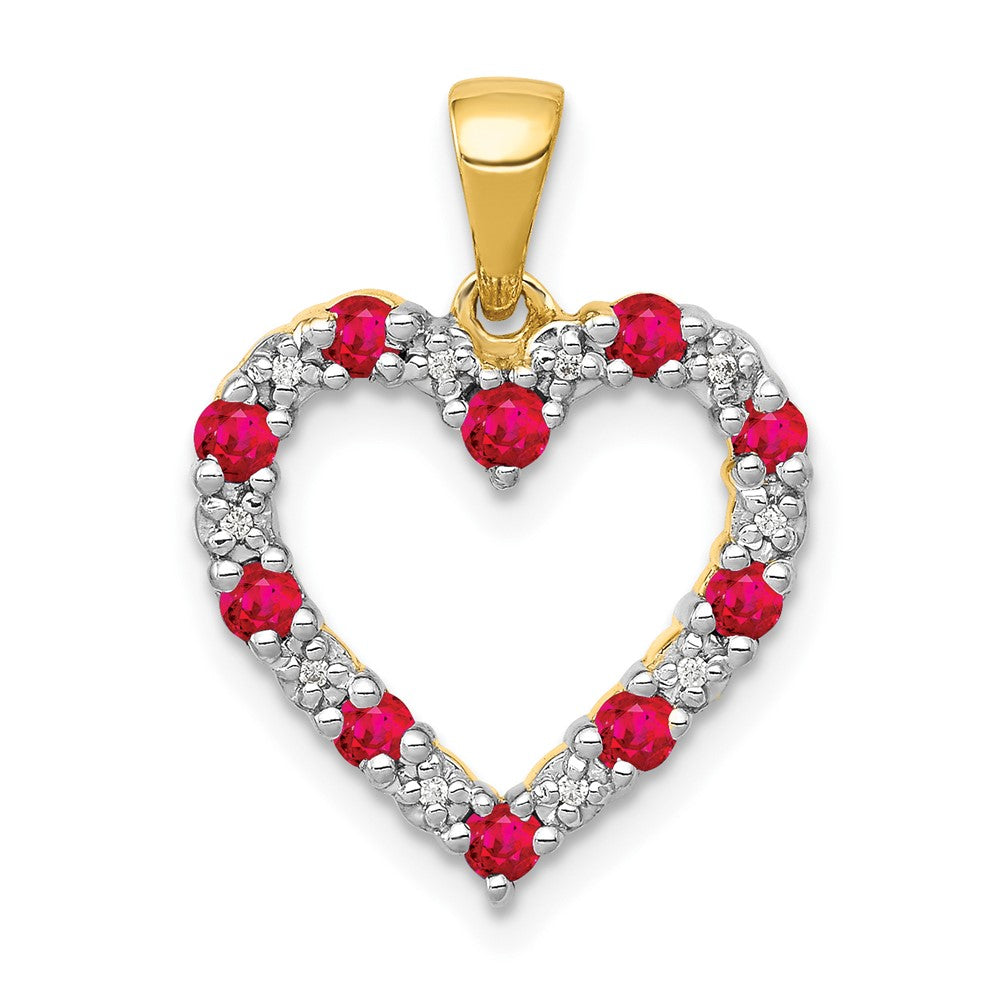 14k Diamond and .35 Ruby Heart Pendant (1.5 grams)