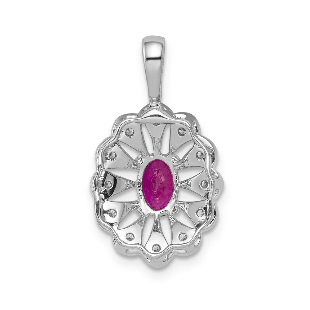 14k White Gold 1/6ct. Diamond and .70 Ruby Fancy Pendant (2.25 grams)