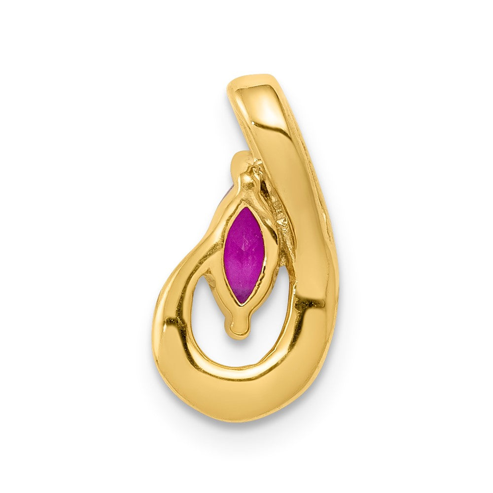 14k Diamond and .28 Ruby Teardrop Chain Slide (0.95 grams)