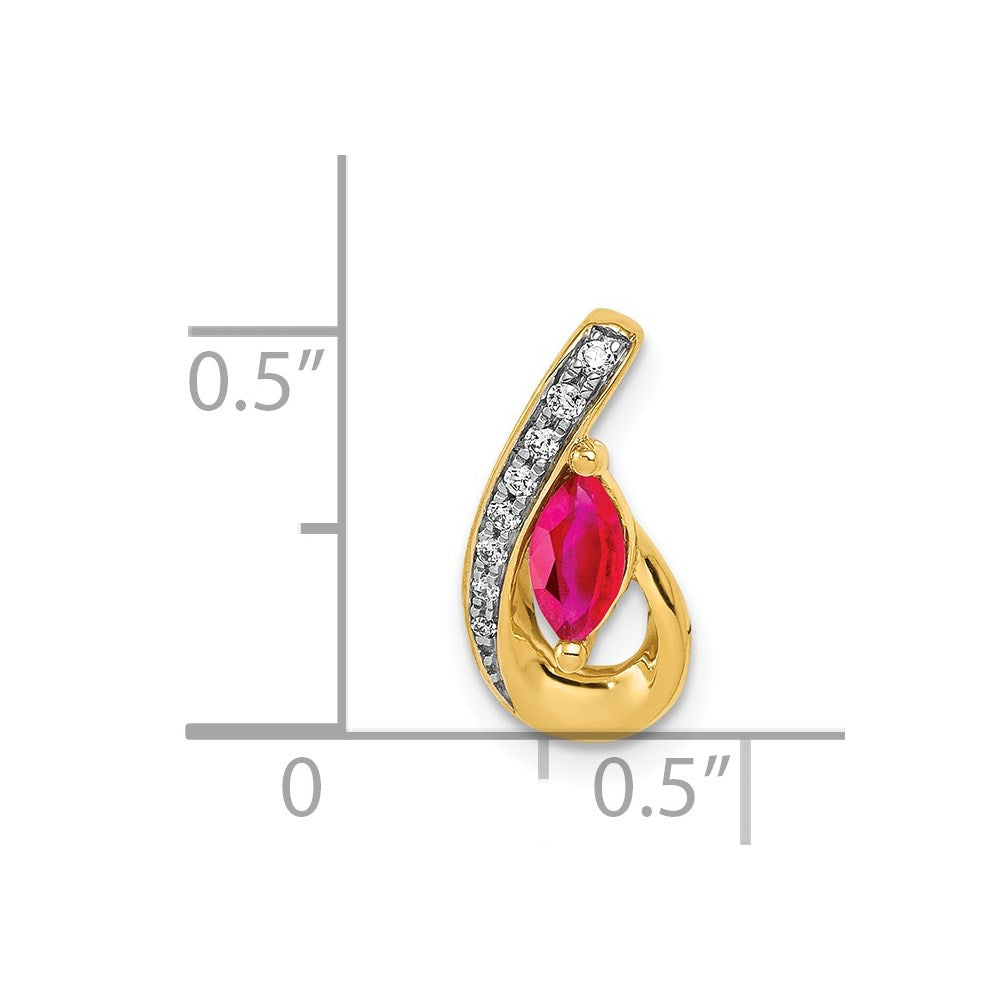 14k Diamond and .28 Ruby Teardrop Chain Slide (0.95 grams)