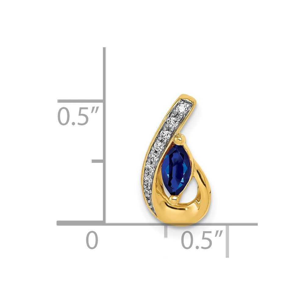 14k Diamond and .28 Sapphire Teardrop Slide (0.95 grams)