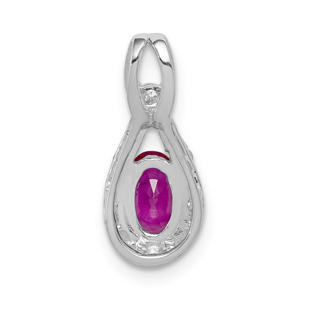 14k White Gold Diamond and Oval .50 Ruby Pendant (0.85 grams)