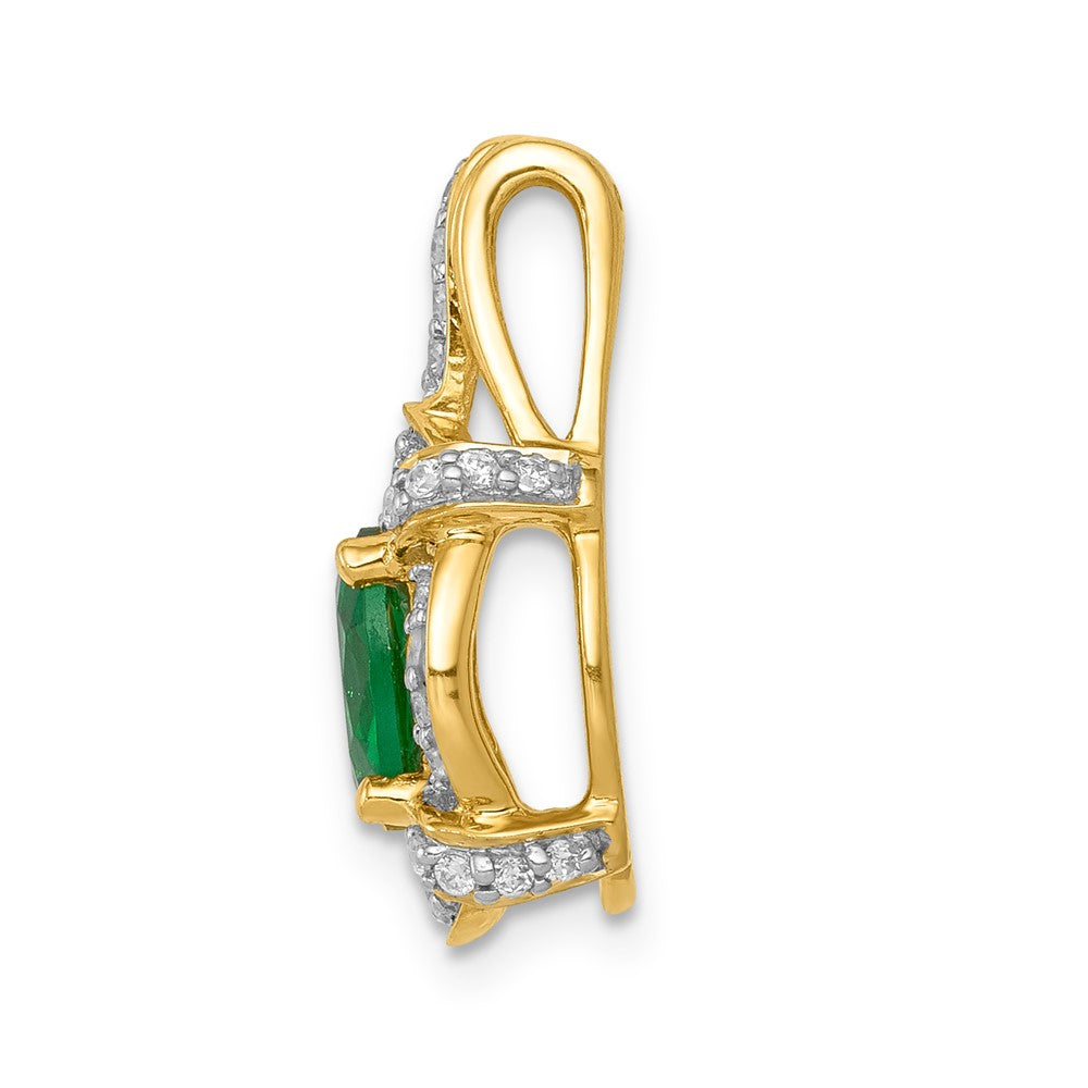 14k Fancy Diamond and Oval Emerald Pendant (1.9 grams)