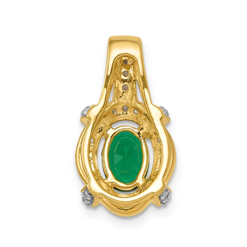 14k Fancy Diamond and Oval Emerald Pendant (1.9 grams)