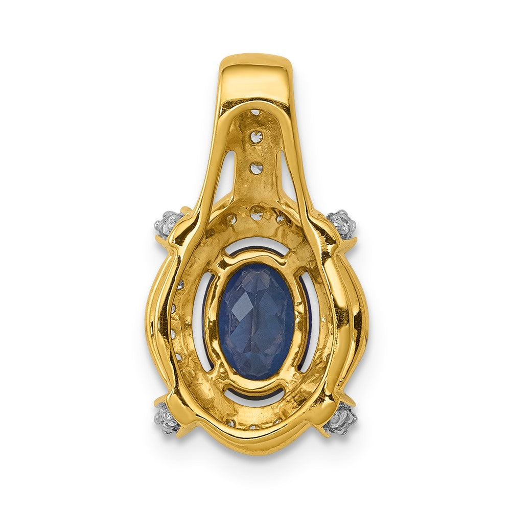 14k Diamond and Sapphire Fancy Oval Pendant (1.9 grams)