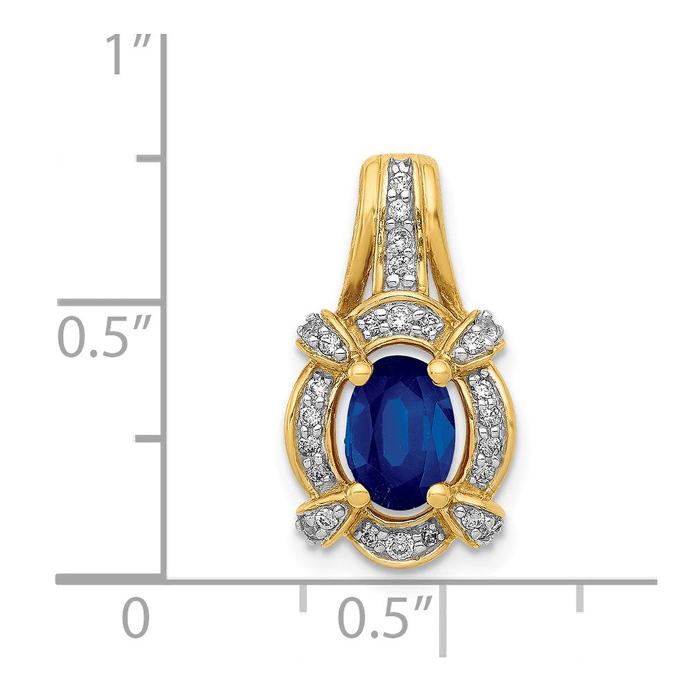 14k Diamond and Sapphire Fancy Oval Pendant (1.9 grams)