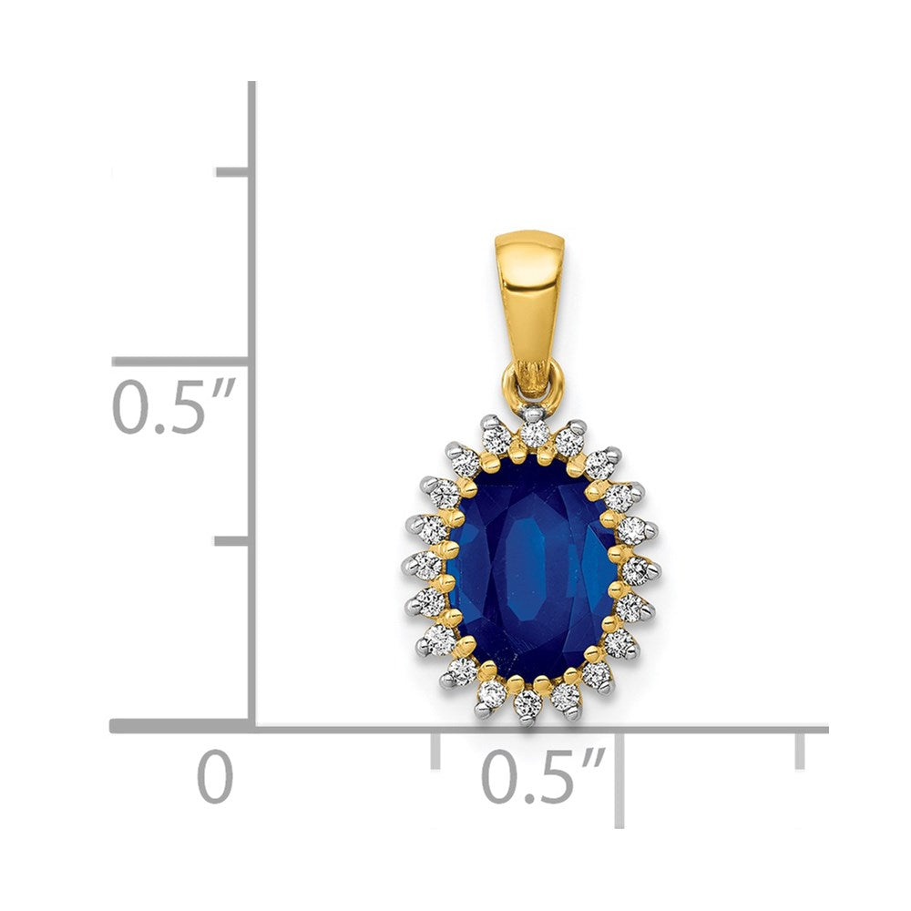 14k Diamond and Oval 1.30 Sapphire Pendant (0.8 grams)