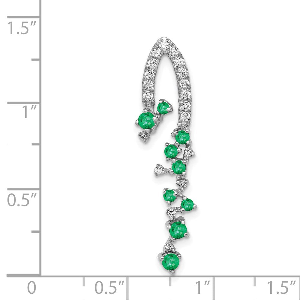 14k White Gold Fancy Diamond and Emerald Chain Slide (1.95 grams)