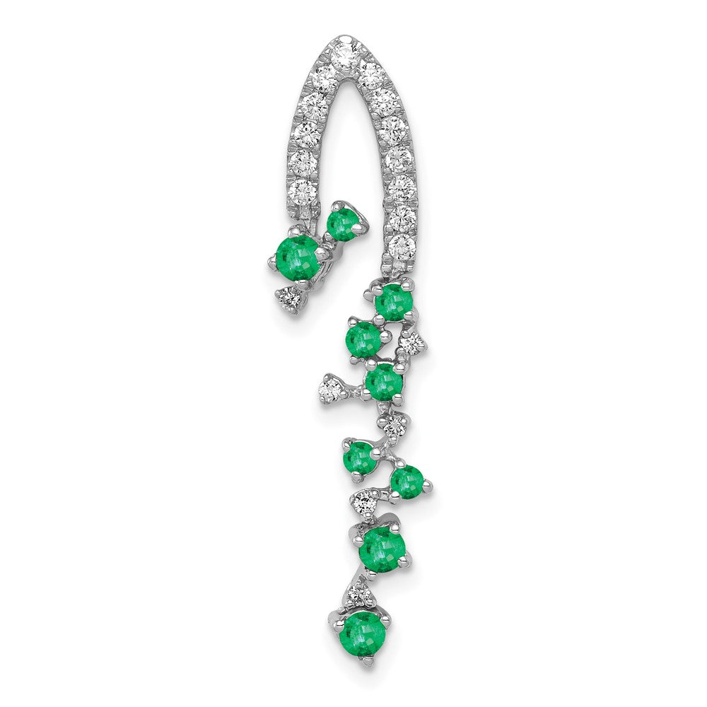 14k White Gold Fancy Diamond and Emerald Chain Slide (1.95 grams)