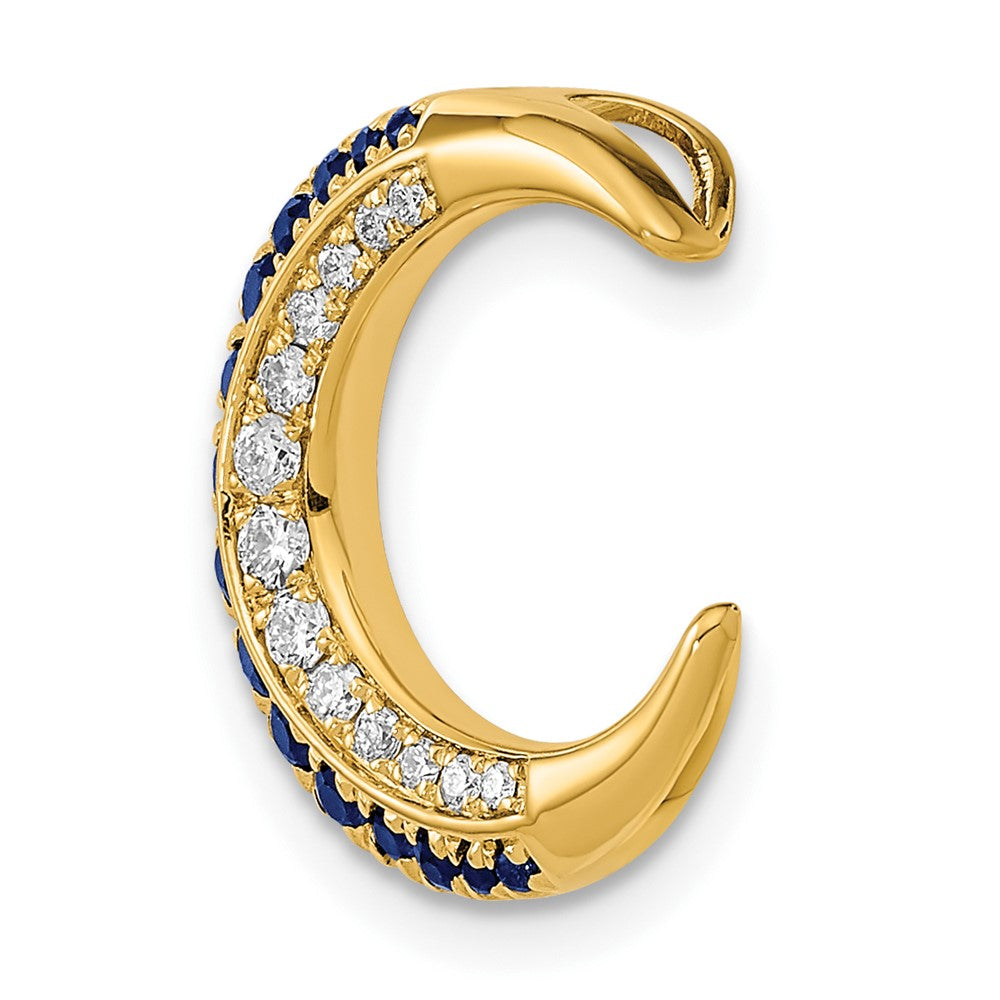 14k Polished Moon Sapphire and Diamond Chain Slide (2.05 grams)