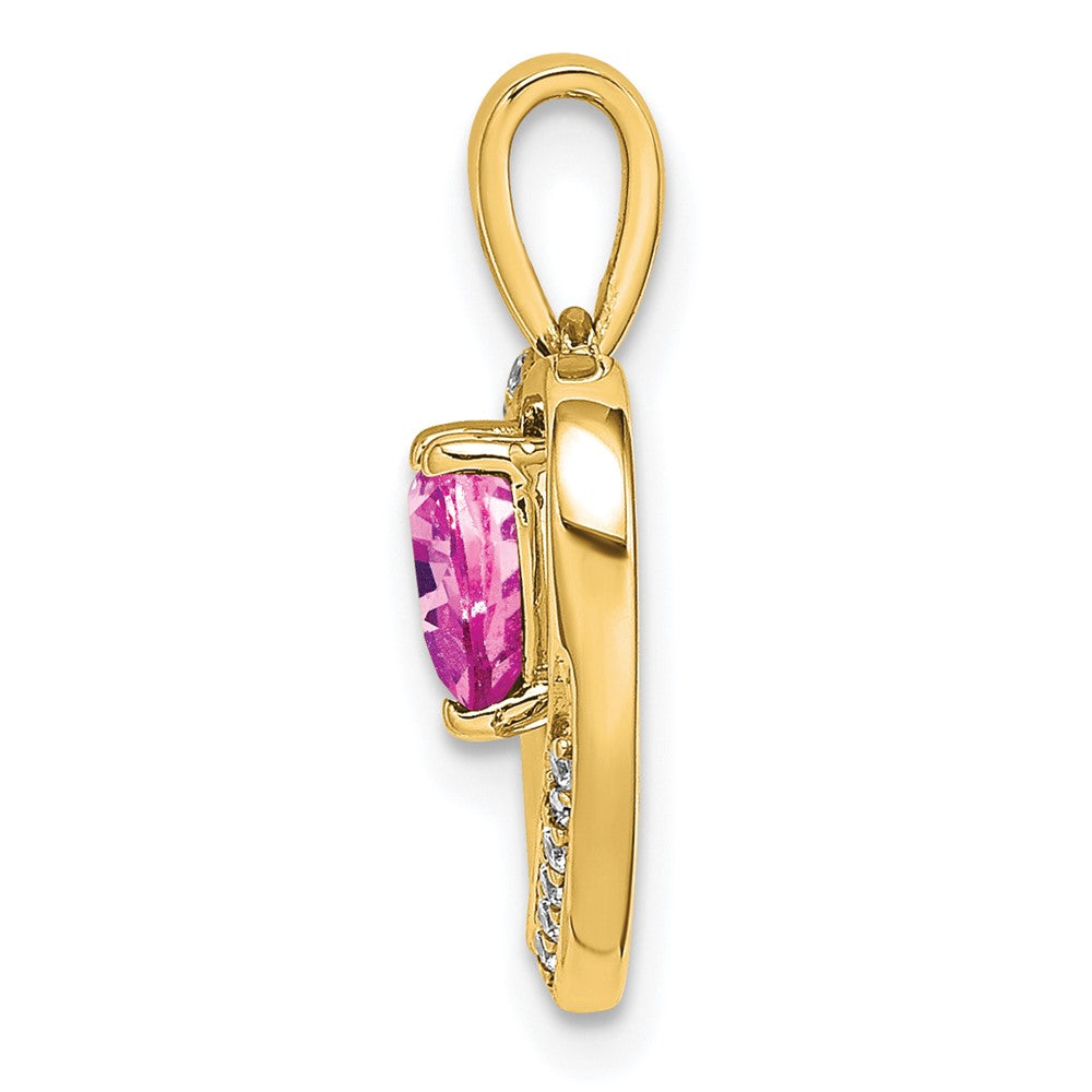 14k Pink Sapphire and Diamond Heart Pendant (1.65 grams)