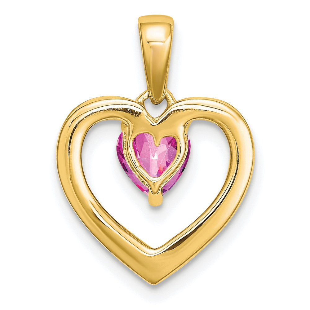 14k Pink Sapphire and Diamond Heart Pendant (1.65 grams)