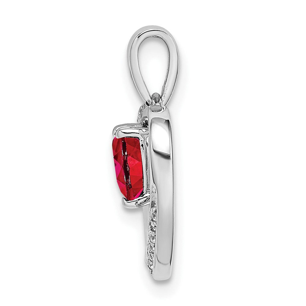 14k White Gold Ruby and Diamond Heart Pendant (1.65 grams)