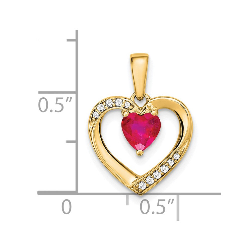 14k Ruby and Diamond Heart Pendant (1.65 grams)