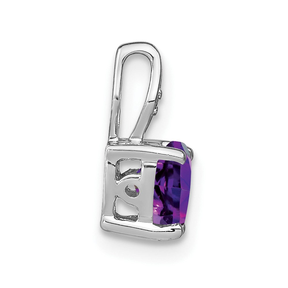 14k White Gold Heart Amethyst and Diamond Pendant (0.6 grams)