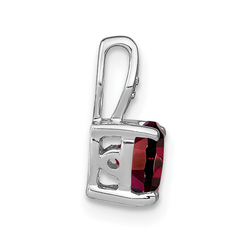 14k White Gold Heart Garnet and Diamond Pendant (0.6 grams)