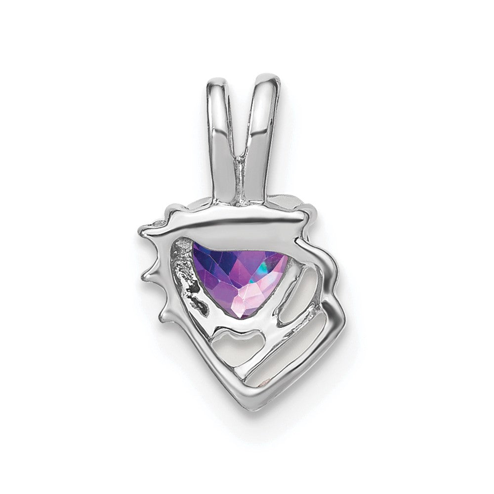 14k White Gold Amethyst and Diamond Pendant (0.7 grams)