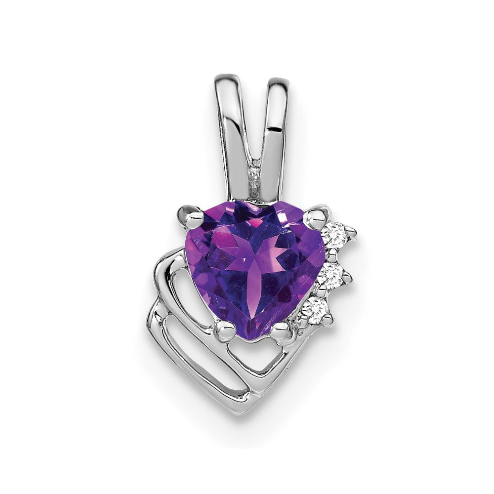 14k White Gold Amethyst and Diamond Pendant (0.7 grams)
