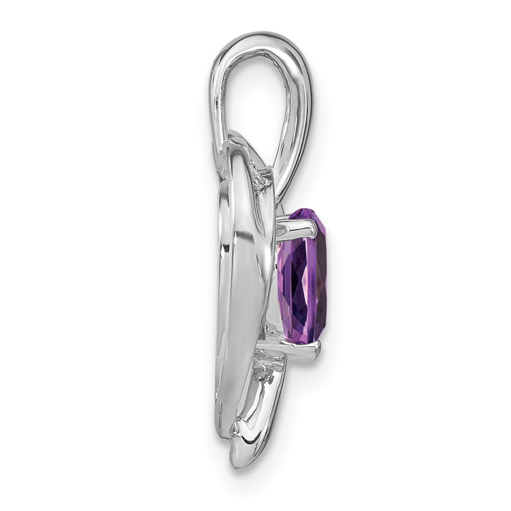 14k White Gold Amethyst and Diamond Heart Pendant (1.95 grams)