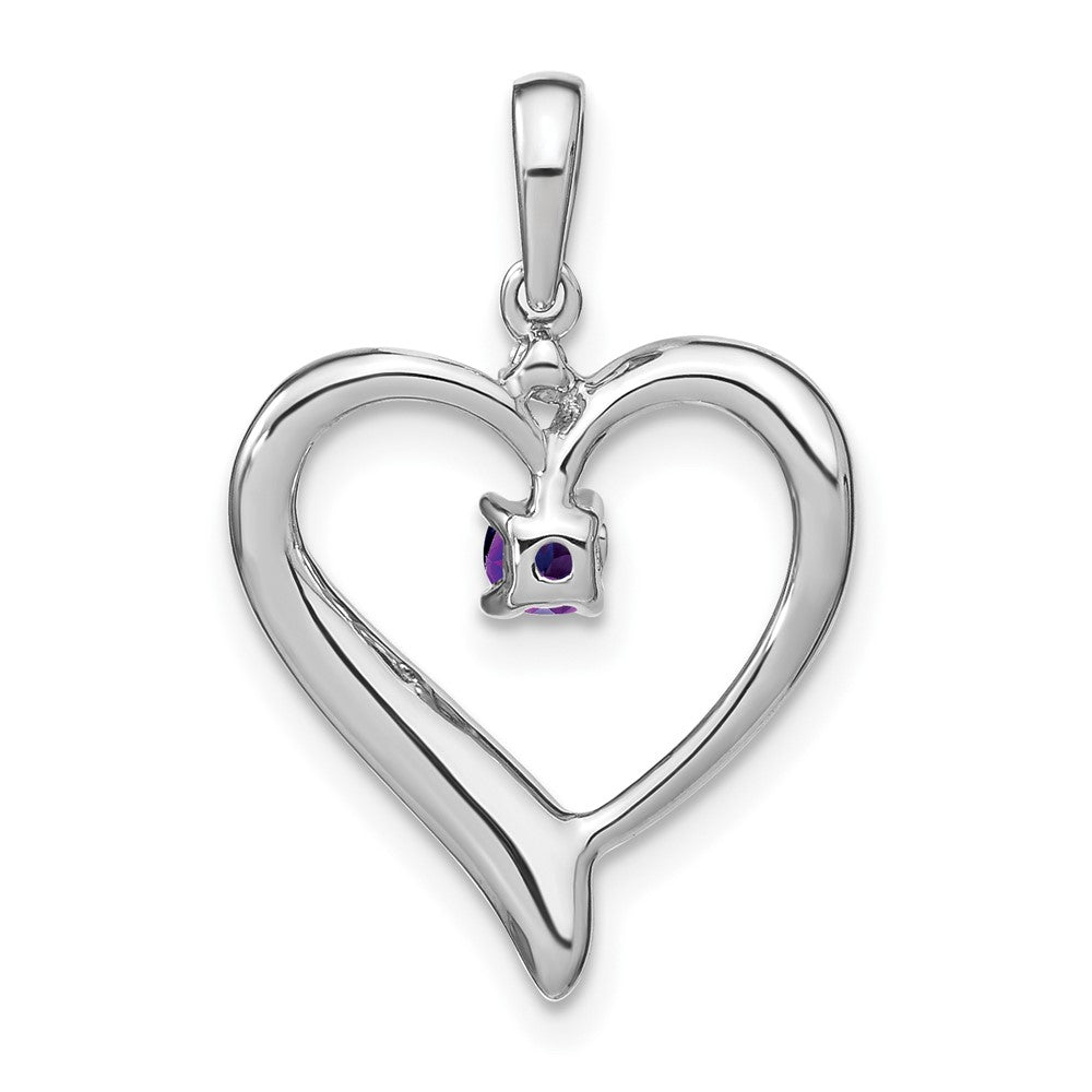 14k White Gold Amethyst and Diamond Heart Pendant (1.75 grams)