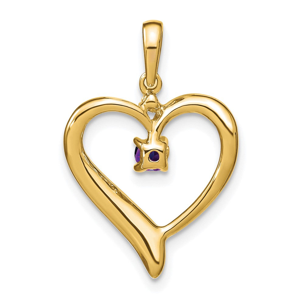 14k Amethyst and Diamond Heart Pendant (1.75 grams)