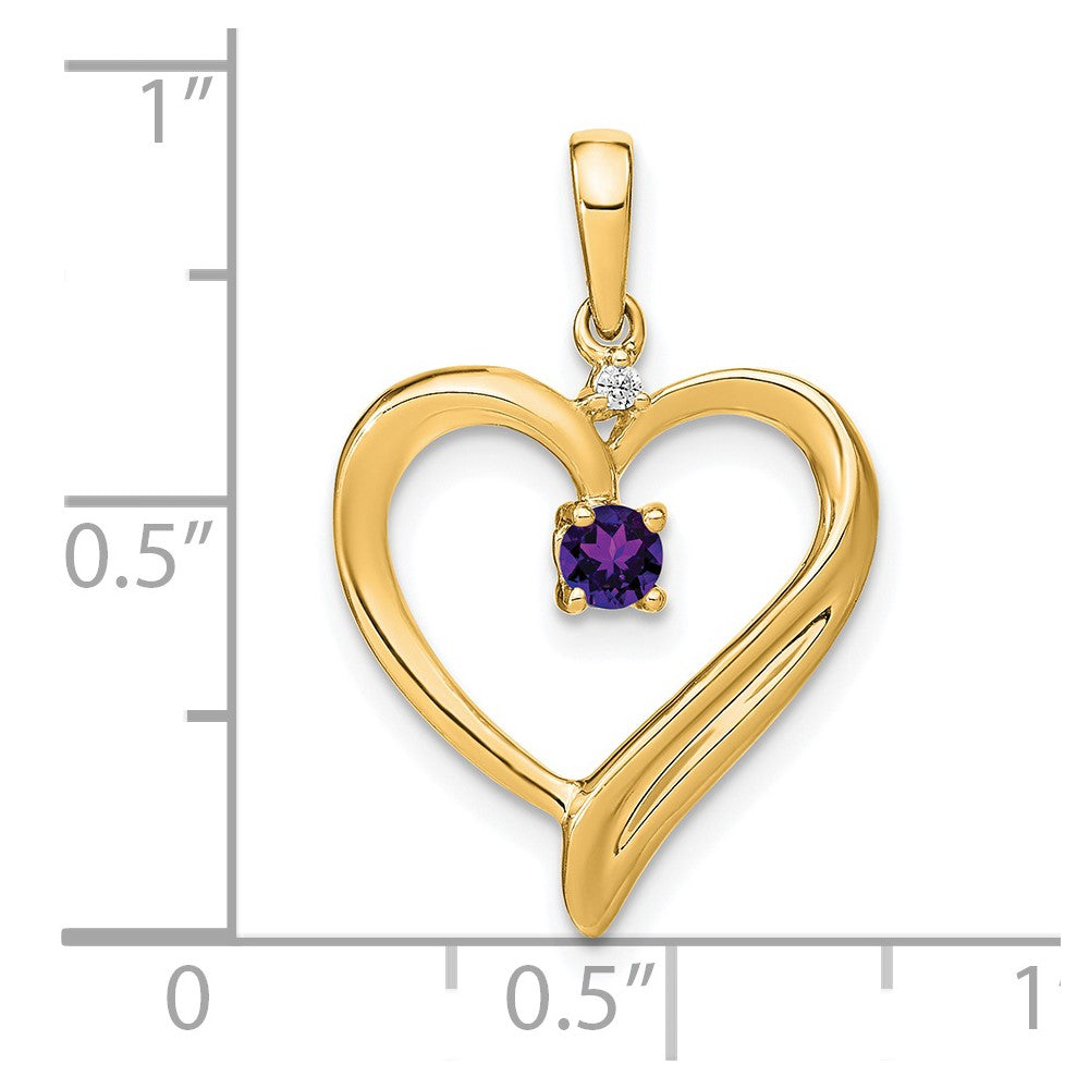 14k Amethyst and Diamond Heart Pendant (1.75 grams)