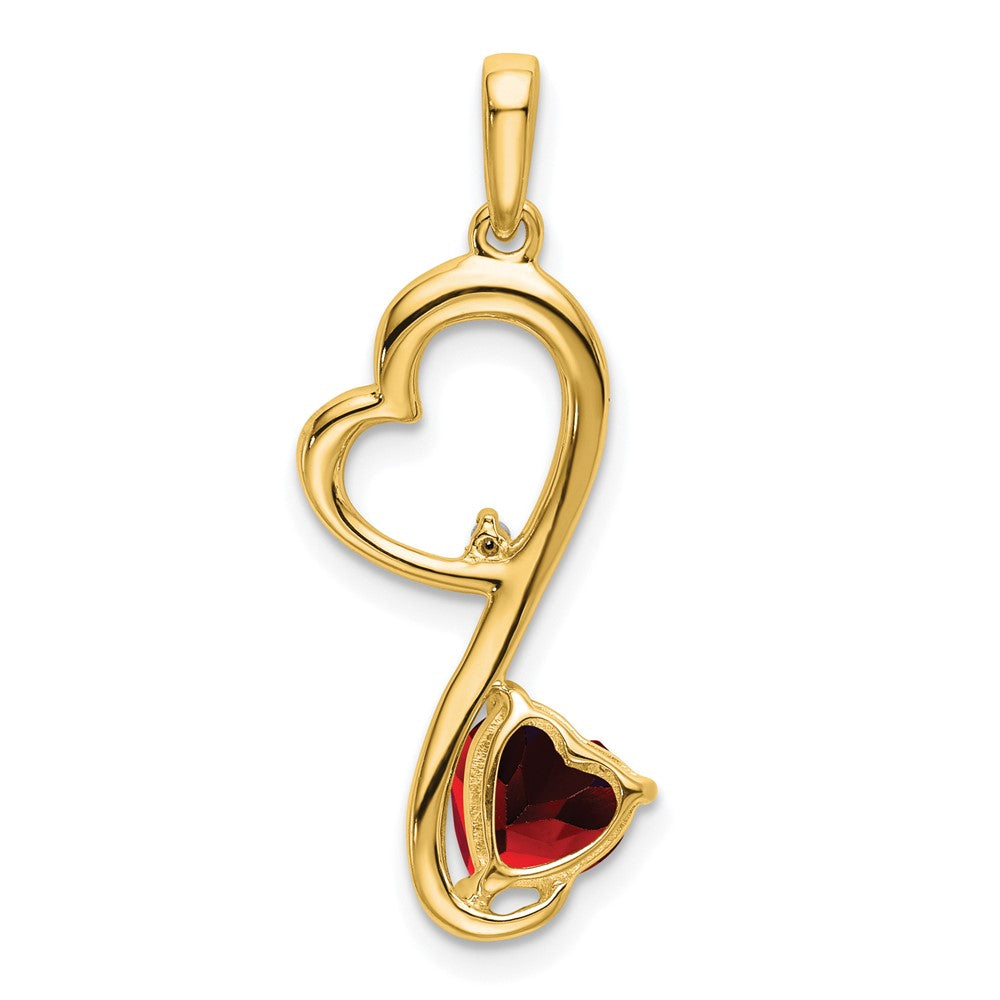 14k Garnet and Diamond Heart Pendant (1.35 grams)