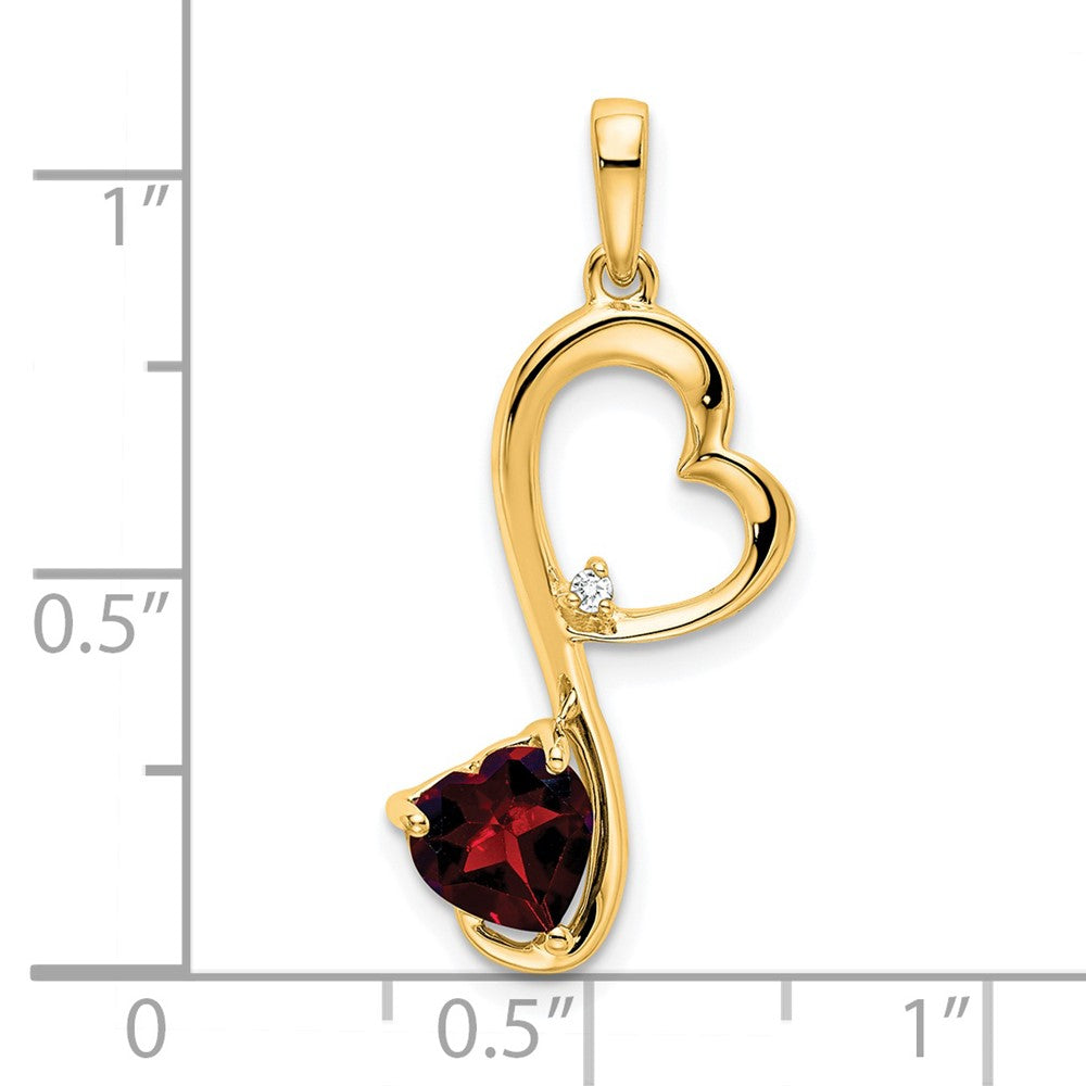 14k Garnet and Diamond Heart Pendant (1.35 grams)