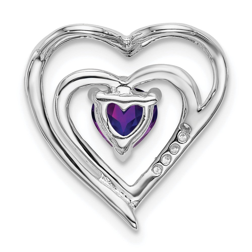 14k White Gold Amethyst and Diamond Heart Pendant (1.45 grams)