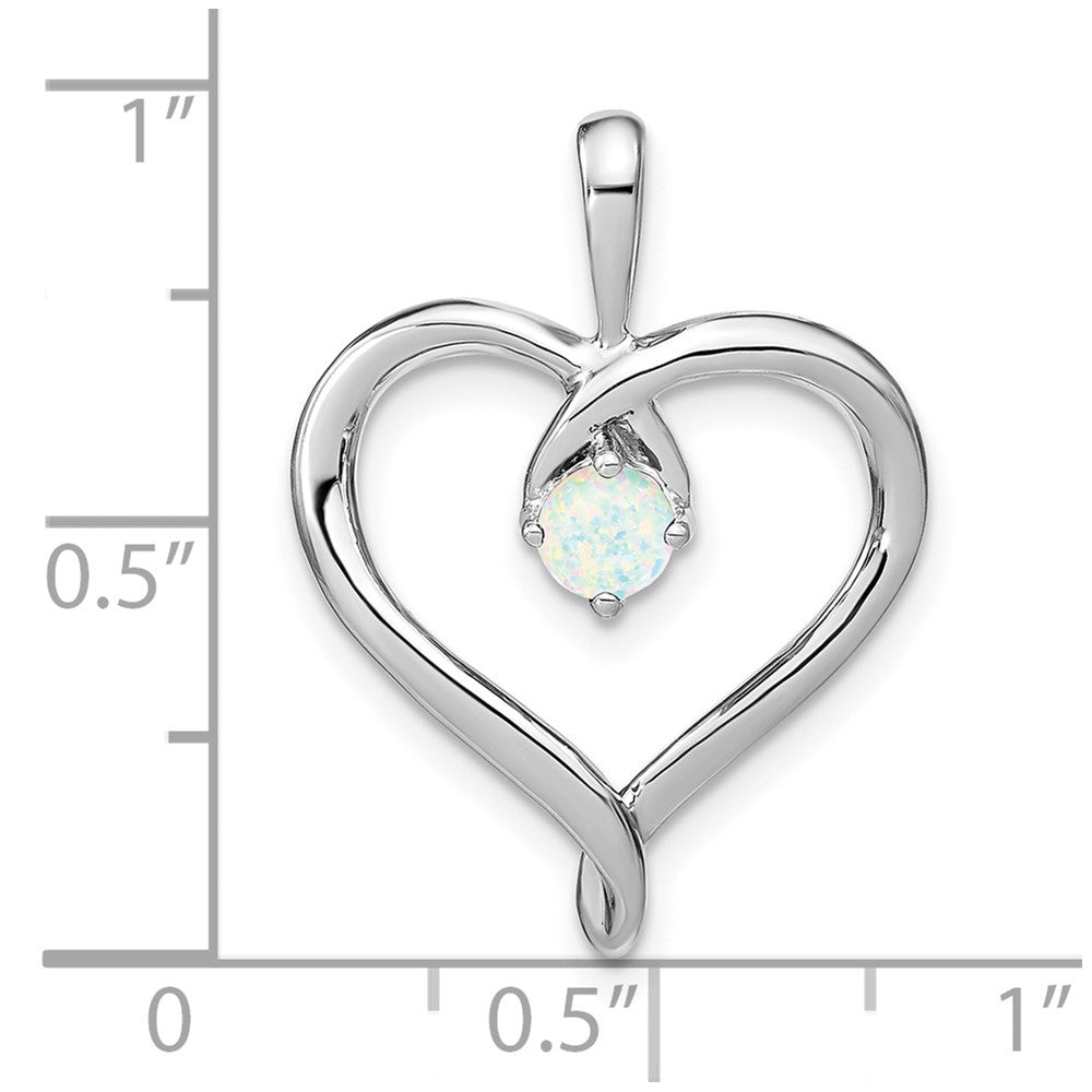 14k White Gold Created Opal Heart Pendant (2.2 grams)