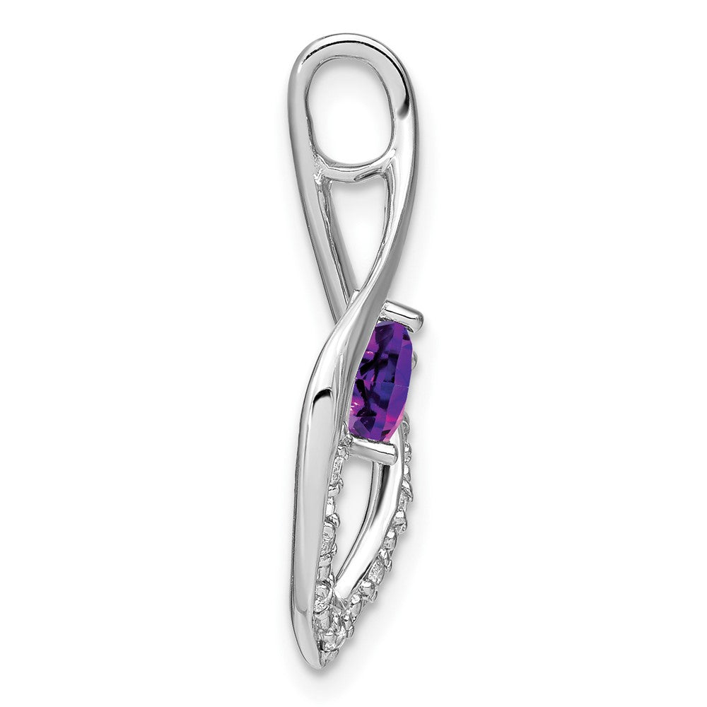 14k White Gold Amethyst and Diamond Pendant (1.6 grams)