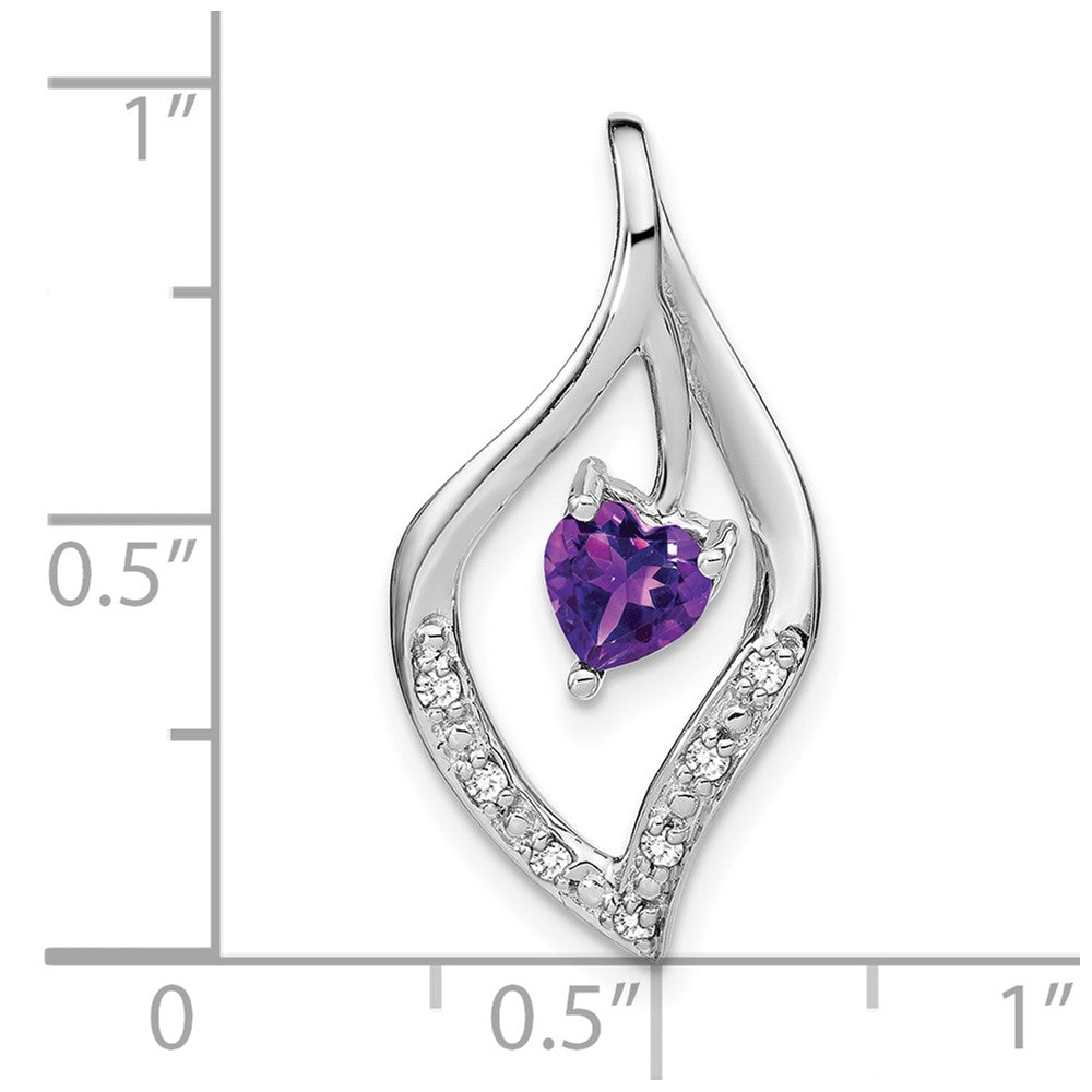 14k White Gold Amethyst and Diamond Pendant (1.6 grams)