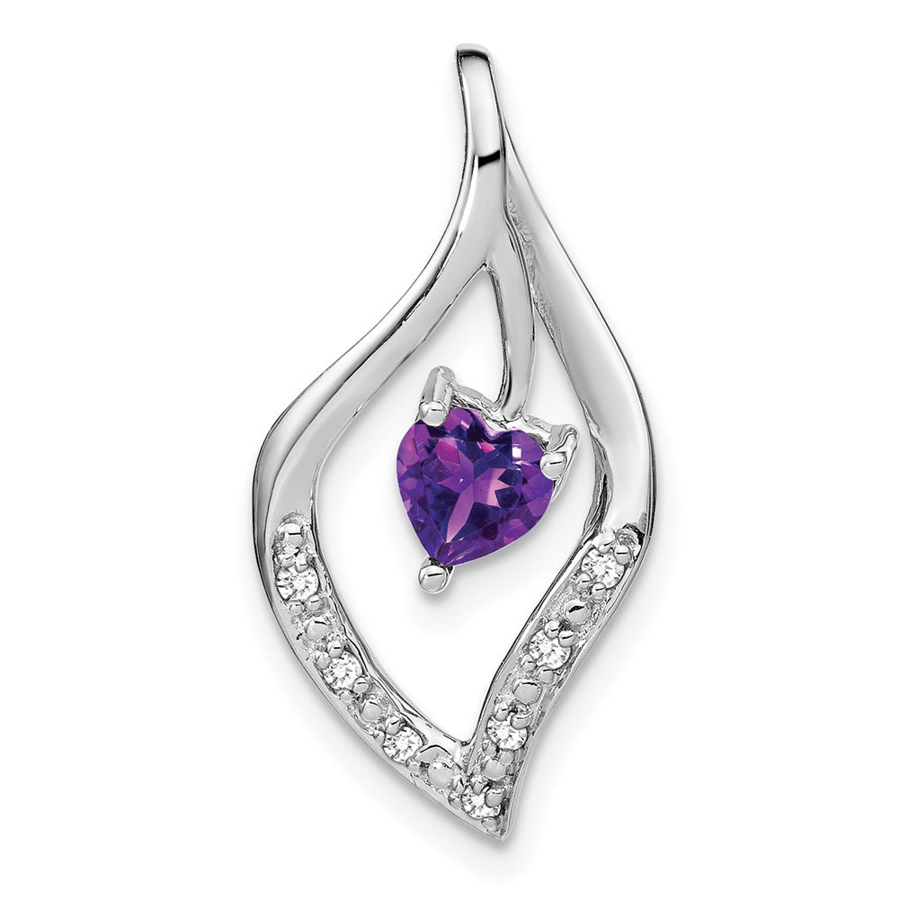 14k White Gold Amethyst and Diamond Pendant (1.6 grams)