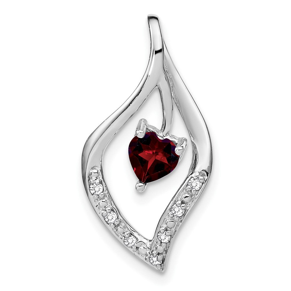 14k White Gold Garnet and Diamond Pendant (1.6 grams)