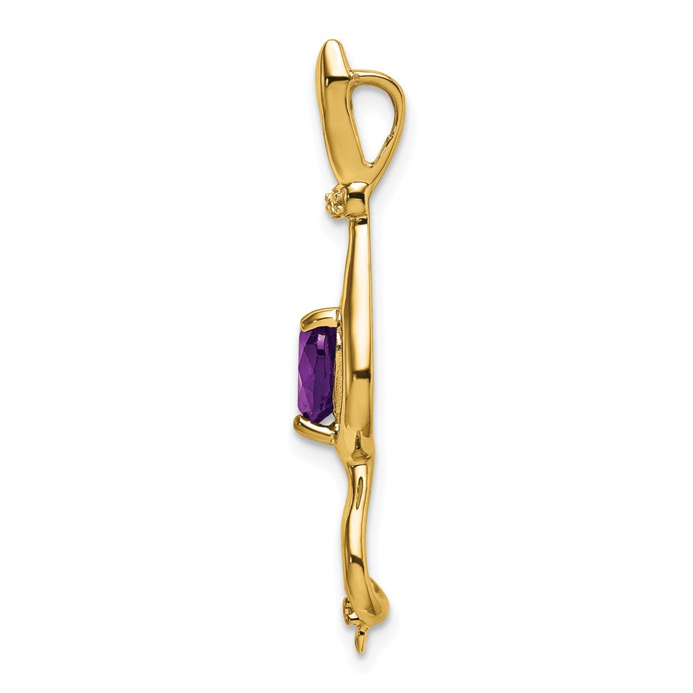 14k Amethyst and Diamond Cat Pendant (1.65 grams)