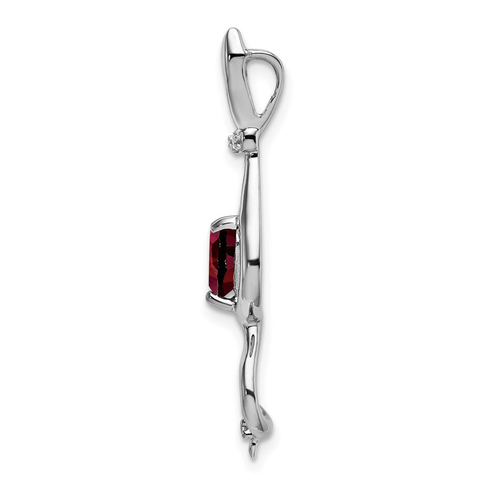 14k White Gold Garnet and Diamond Cat Pendant (1.65 grams)