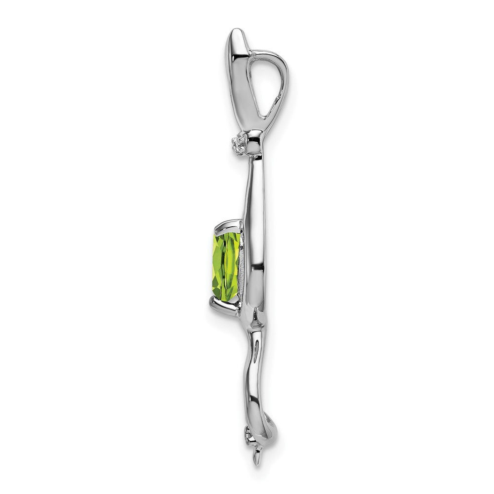 14k White Gold Peridot and Diamond Cat Pendant (1.65 grams)