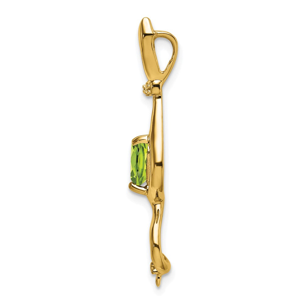 14k Peridot and Diamond Cat Pendant (1.65 grams)