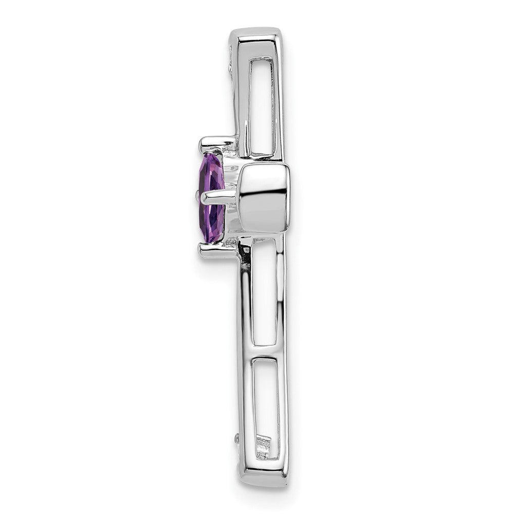 14k White Gold Amethyst and Diamond Cross Chain Slide (2.5 grams)