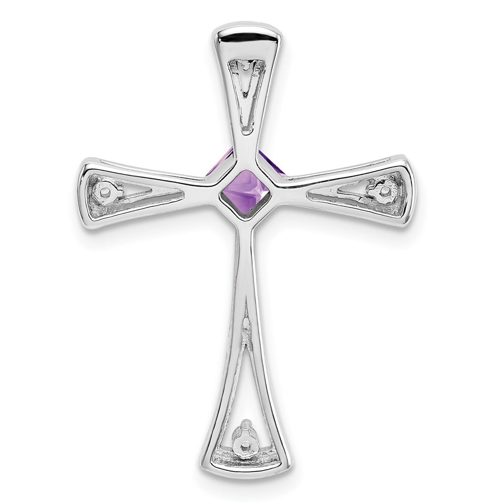 14k White Gold Amethyst and Diamond Cross Chain Slide (2.5 grams)