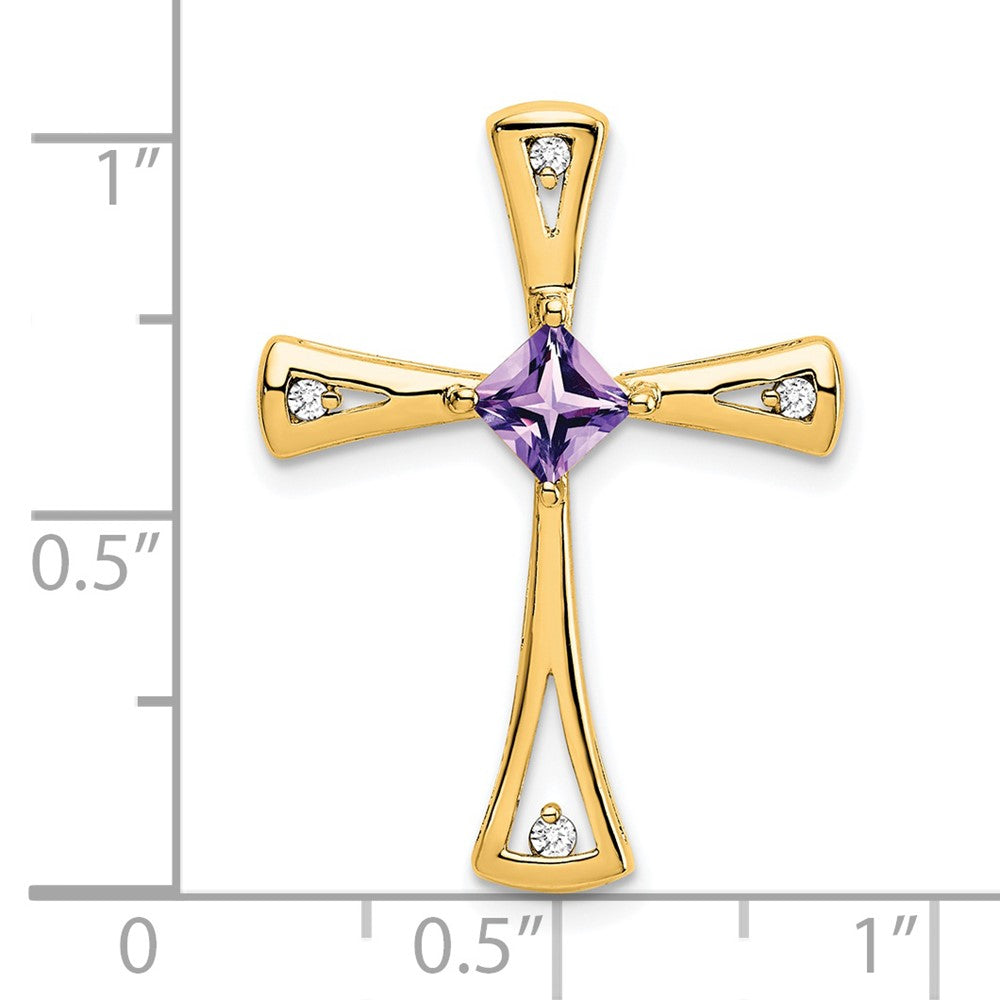 14k Amethyst and Diamond Cross Chain Slide (2.5 grams)