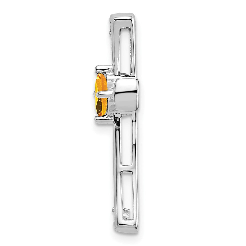 14k White Gold Citrine and Diamond Cross Chain Slide (2.5 grams)