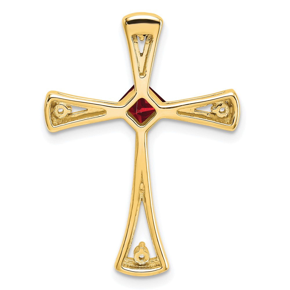 14k Garnet and Diamond Cross Chain Slide (2.5 grams)