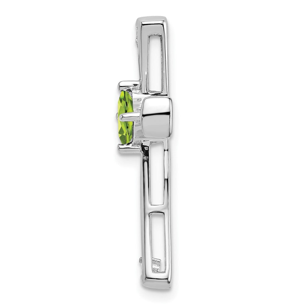 14k White Gold Peridot and Diamond Cross Chain Slide (2.5 grams)