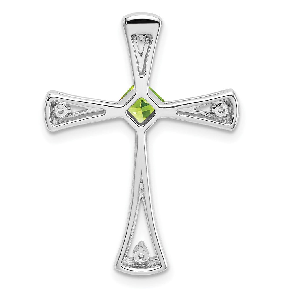 14k White Gold Peridot and Diamond Cross Chain Slide (2.5 grams)