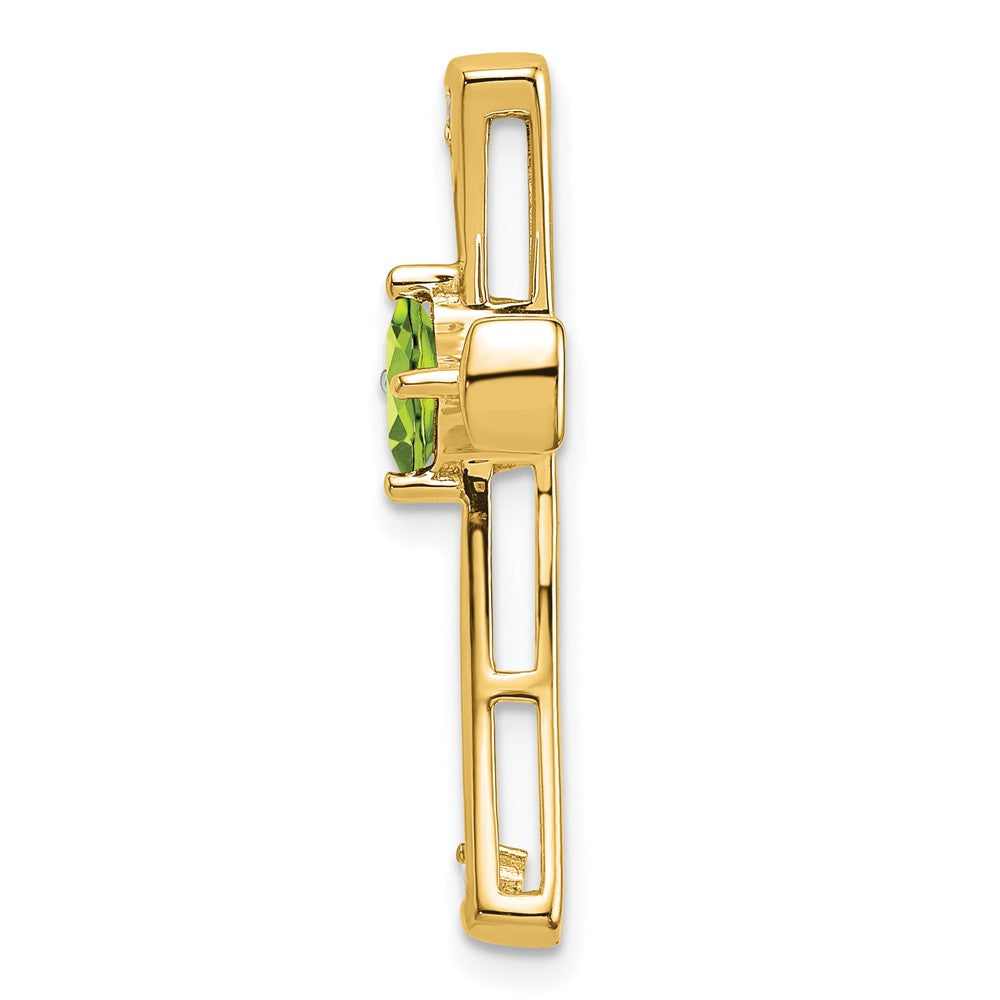 14k Peridot and Diamond Cross Chain Slide (2.5 grams)