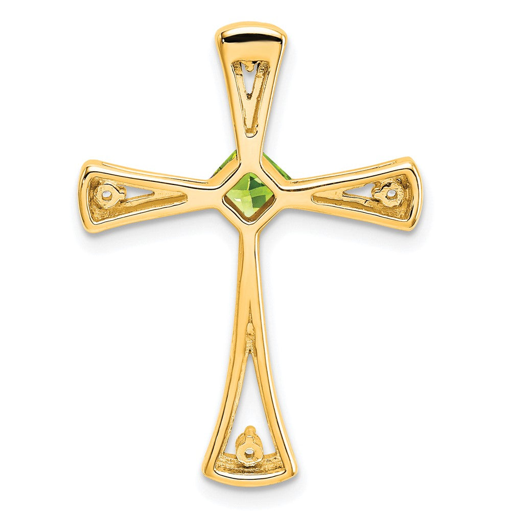 14k Peridot and Diamond Cross Chain Slide (2.5 grams)