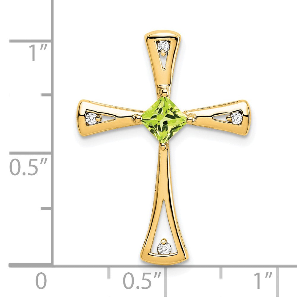14k Peridot and Diamond Cross Chain Slide (2.5 grams)