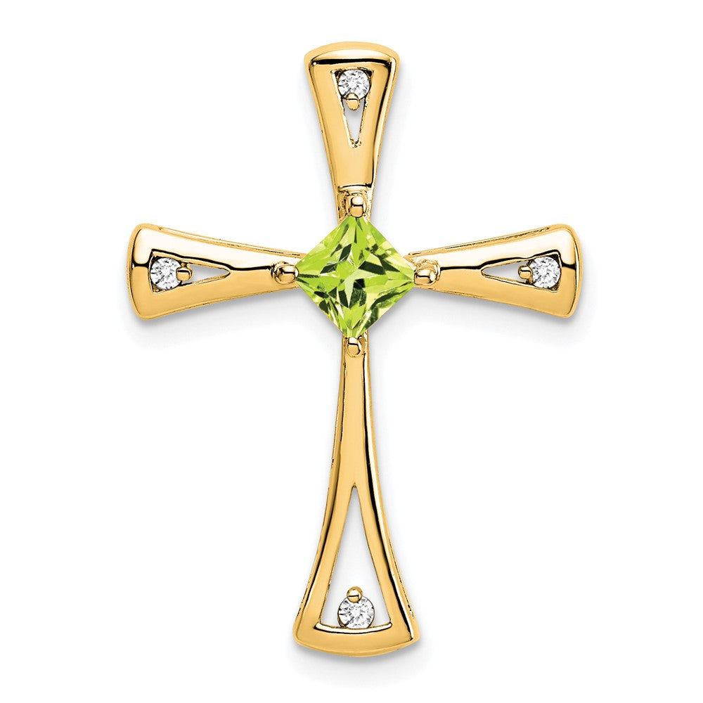 14k Peridot and Diamond Cross Chain Slide (2.5 grams)